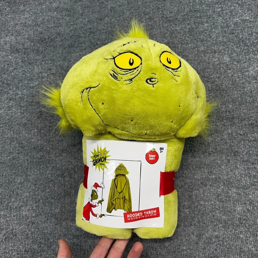 The Grinch Hooded Throw Blanket Dr Seuss 30x50 Hand Pockets Super Soft Plush NEW